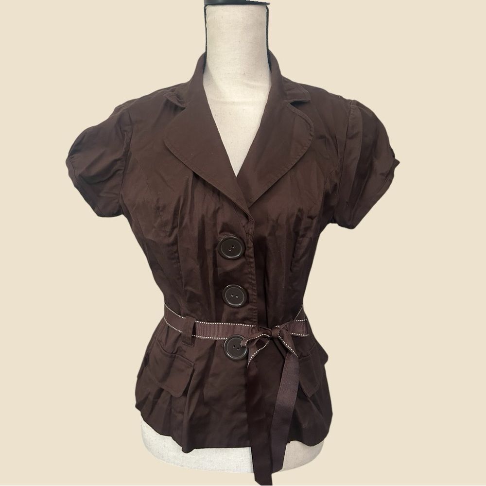 Robbie Bee Brown retro blouse and polka skirt set